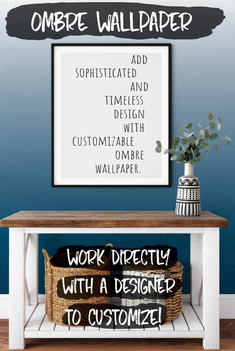 Wallpaper Ombre Blue/ Peel and Stick Wallpaper Blue/ Blue Ombre Wallpaper/ Removable/ Unpasted Wallpaper/ Pre-Pasted Wallpaper WW1901