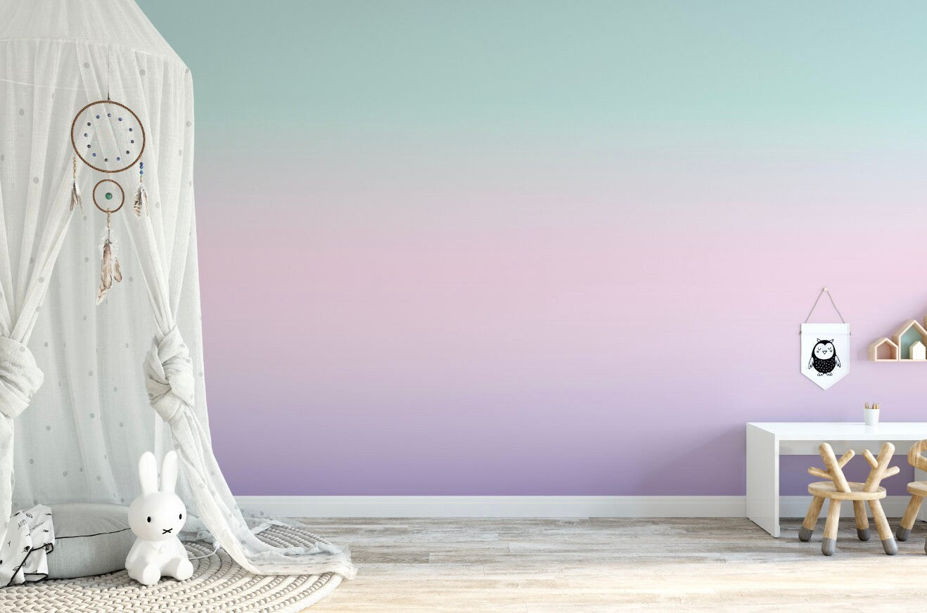 Misty Mermaid Ombre Peel and Stick Wallpaper/ Ombre Pink Teal Purple Peel and Stick Wallpaper/ Removable/ Unpasted WW2060