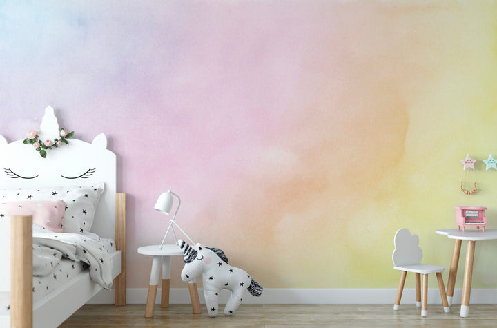 Wallpaper Rainbow/ Pastel Rainbow Watercolor Wallpaper/ Removable Wallpaper/ Peel and Stick/ Unpasted/ Pre-Pasted Wallpaper WW2044