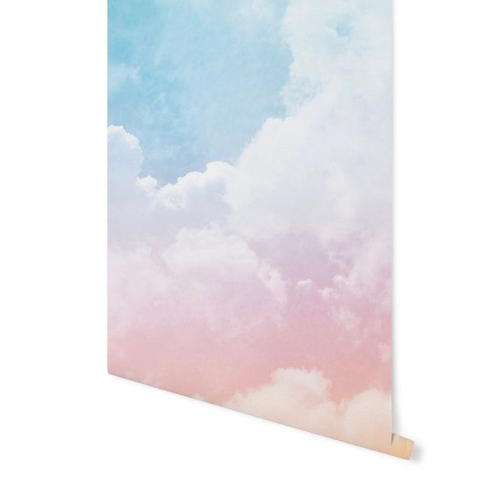 Wallpaper Ombre Cloud Rainbow Pastel/ Peel and Stick Wallpaper/ Rainbow Clouds Ombre/ Removable Wallpaper/ Unpasted/ Mural WW2008