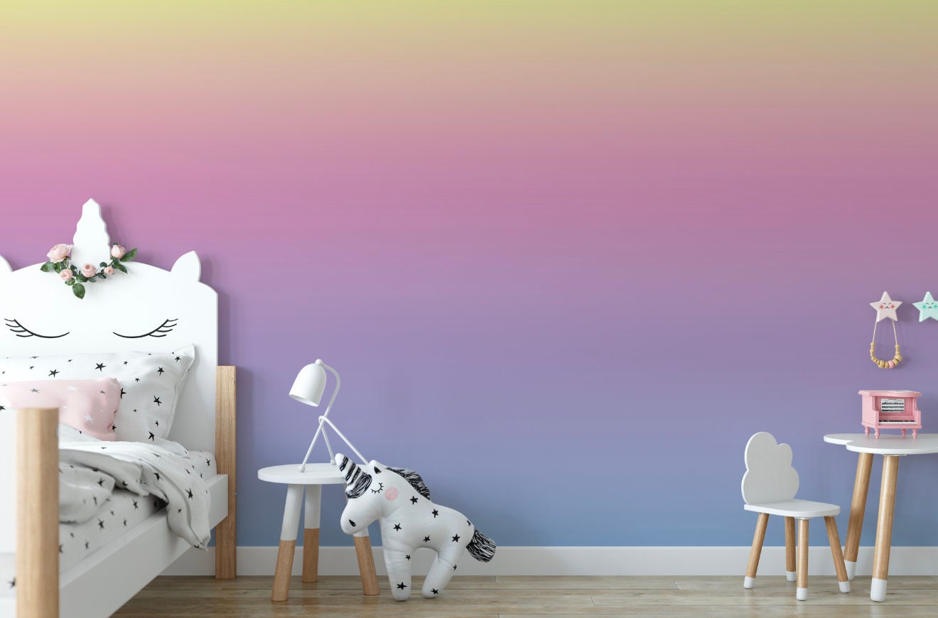 Wallpaper Unicorn Ombre Rainbow Peel and Stick Wallpaper/ Unicorn Ombre Wallpaper/ Removable/ Unpasted/ Pre-Pasted Wallpaper WW20112