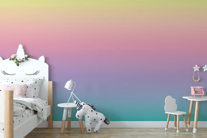 Wallpaper Ombre Teal Rainbow/ Peel and Stick Wallpaper/ Rainbow Sprinkles Ombre Wallpaper/ Removable Wallpaper/ Unpasted/ Pre-Pasted WW2052