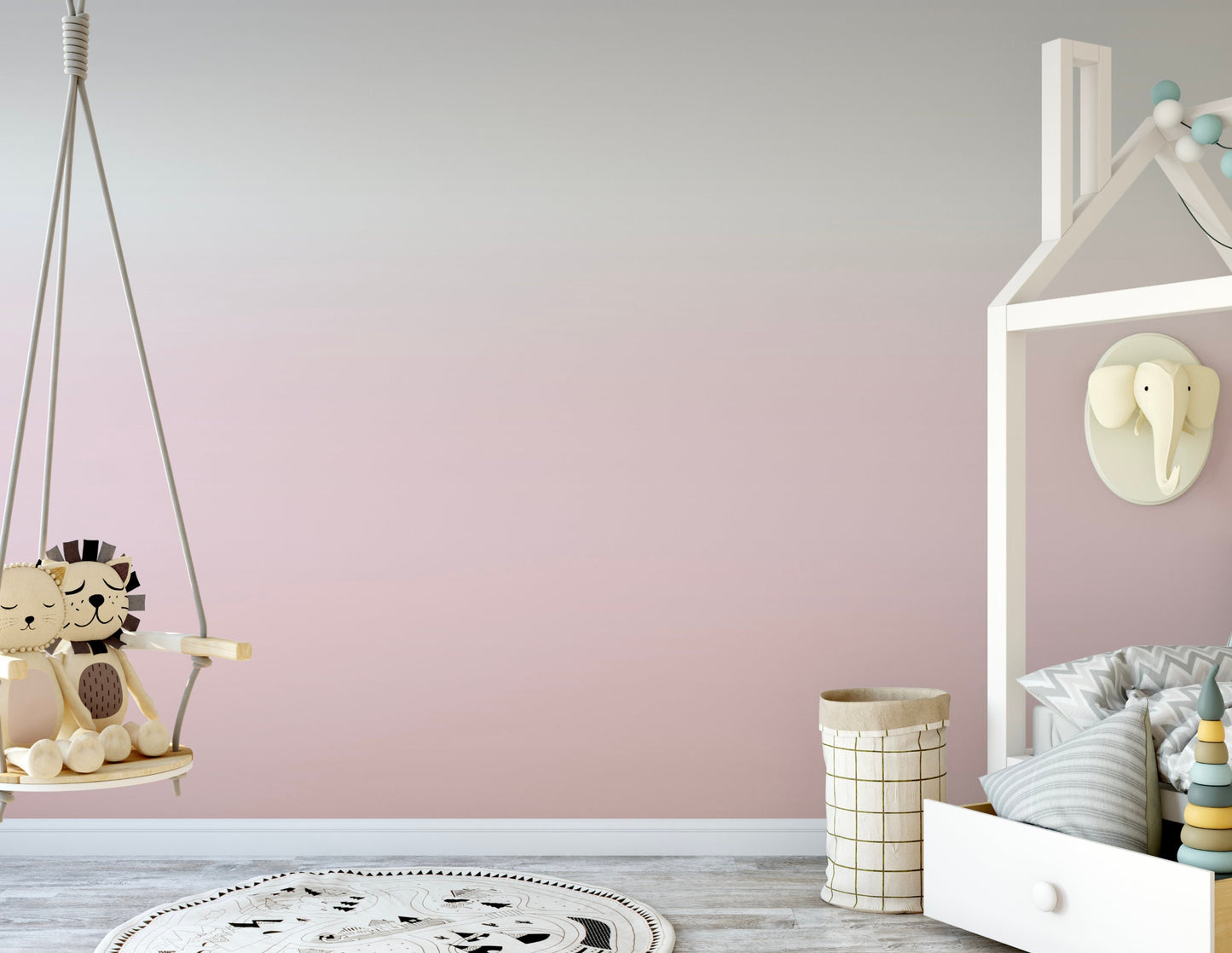 Wallpaper Ombre Pink/ Peel and Stick Wallpaper Pink/ Pink, Peach and Harbor Gray Ombre Wallpaper/ Removable/ Unpasted/ Wallpaper WW1942