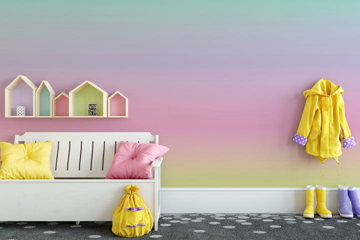 Rainbow Ombre Wallpaper Pink/ Peel and Stick/ Pastel Rainbow Ombre Wallpaper/ Removable Wallpaper/ Unpasted/ Pre-Pasted Wallpaper WW1939