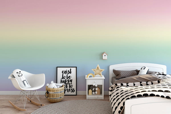 Rainbow Ombre Removable Wallpaper/ Peel and Stick/ Rainbow Mist Ombre Wallpaper/ Unpasted Wallpaper/ Pre-Pasted Wallpaper WW1914