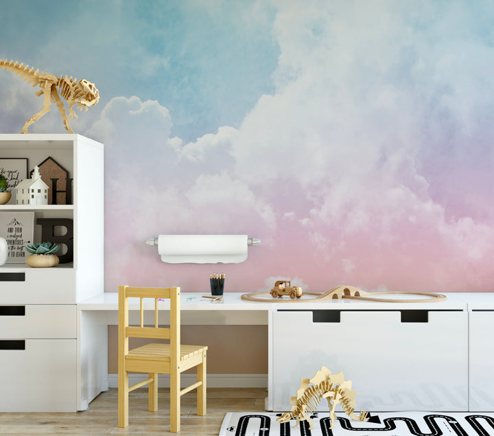 Wallpaper Ombre Cloud Rainbow Pastel/ Peel and Stick Wallpaper/ Rainbow Clouds Ombre/ Removable Wallpaper/ Unpasted/ Mural WW2008