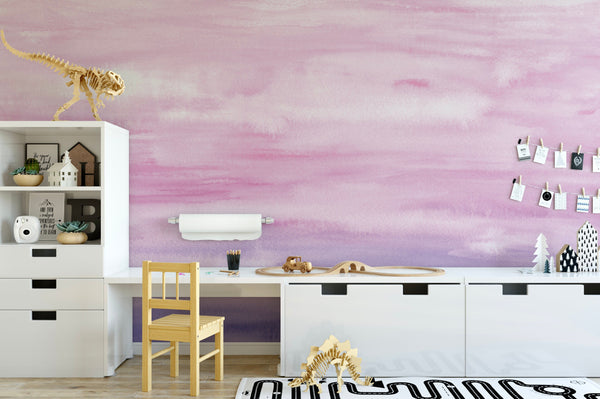 Wallpaper Ombre Pink Watercolor/ Peel and Stick/ Pink & Purple Watercolor Ombre Wallpaper/ Removable/ Unpasted Wallpaper/ Wallpaper WW1704