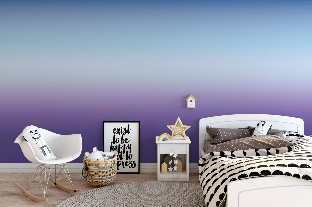 Wallpaper Ombre Blue Purple/ Peel and Stick Wallpaper/ Purple Sky Ombre Wallpaper/ Removable/ Unpasted/ Pre-Pasted WW2092